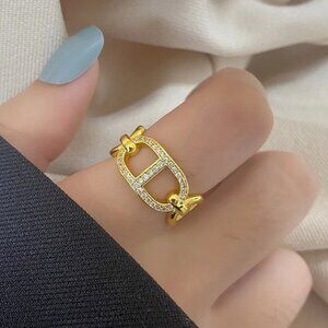 Steel 18k Gold Plated Adjustable Ring